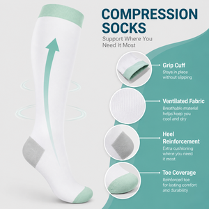 Chaussettes de compression personnalisées avec logo pour la course à pied, le cyclisme, la remise en forme, les vêtements de sport, pour hommes et femmes, vente en gros, lot de chaussettes athlétiques noires - Product Image 2