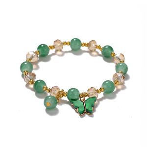Colorful Cracked Jade Glass Beaded <b>Bracelet</b> with Charm Vintage Style Fashion Jewelry for Women & Girls - Product Image 5