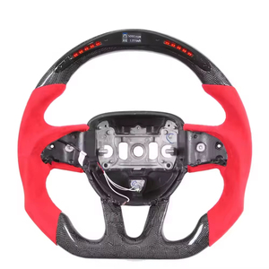 Volant de course en fibre de carbone compatible avec <span class=keywords><strong>Dodge</strong></span> Challenger <span class=keywords><strong>Charger</strong></span> Hellcat 15-23, texture perforée respirante anti-transpiration - Product Image 2
