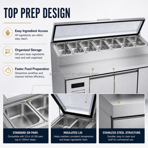 Mesa de trabajo refrigerada comercial con bandeja GN 1/6 1/3, barra de ensaladas, refrigerador para preparación de alimentos para sándwiches, pizzerías y cadenas de tiendas. - Product Image 5