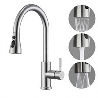 Robinet de cuisine en acier inoxydable brossé robuste avec douchette extractible, monocommande, cartouche céramique, à poser sur plan - Vente chaude