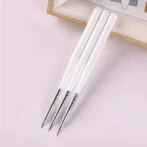 3Pcs Thiết Lập Móng Tay Nghệ Thuật Bàn Chải Trắng Xử Lý Nylon Tóc Móng Tay Vẽ Lót Bút Chi tiết Tốt Móng Tay Bàn Chải Thiết Lập