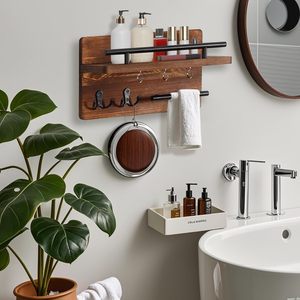 <span class=keywords><strong>Porte</strong></span>-clés <span class=keywords><strong>et</strong></span> <span class=keywords><strong>porte</strong></span>-lettres <span class=keywords><strong>mural</strong></span> en bois JQ avec 5 crochets, rangement pour lunettes de soleil, pour entrée, maison, bureau, décoration - Product Image 6
