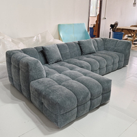 Ensemble de canapés modulaires de style minimaliste moderne, meubles de salon, canapé en tissu velours Teddy, canapé en forme de L