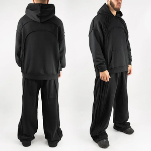 KIingSen OEM Printed Character Streetwear Men's Cut Sewn <b>Distressed</b> Breathable 340g Polyester/Cotton Winter Pullover Hoodie Set - Product Image 5