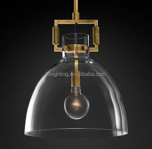 Lampu gantung kaca bingkai kuningan industri lampu tembaga untuk instalasi gantung ruang makan Pulau dapur - Product Image 1