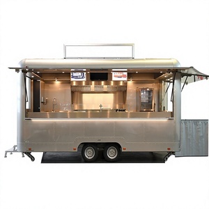 Aluminum Food Trailer 5.8M Dual Tandem Axle Stainless Steel Mobile Kitchen With Built-In Power And <b>Griddle</b> For Outdoor Use - Product Image 1