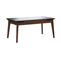 Table à manger extensible contemporaine robuste avec plateau en pierre frittée et pieds en bois de caoutchouc massif, table à manger 4 places