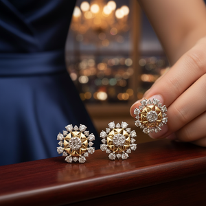 Boucles d'oreilles en or avec diamant de conception de mode - Product Image 3