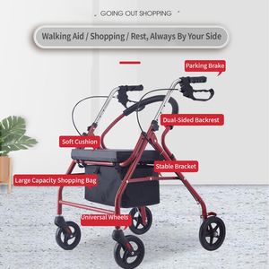 <span class=keywords><strong>Deambulatore</strong></span> a Quattro Ruote <span class=keywords><strong>con</strong></span> Sedile e Borsa Portaoggetti, Pieghevole, Altezza Regolabile, <span class=keywords><strong>Freno</strong></span> <span class=keywords><strong>di</strong></span> <span class=keywords><strong>Stazionamento</strong></span>, Ausilio per la Mobilità - Product Image 4