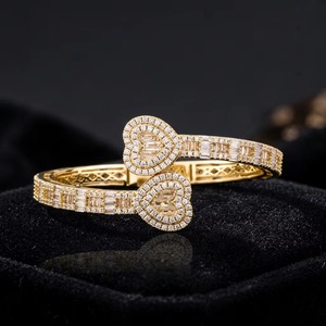 Most Selling Heart Cut Diamond Cuff <b>Bracelet</b> with 18K Gold Plated Finish Jewelry <b>for</b> <b>Women</b> Perfect <b>for</b> Bridal <b>For</b> Sale - Product Image 4