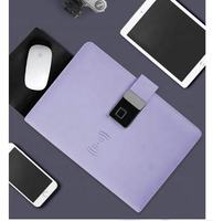 Carnet en cuir avec chargeur sans fil intégré pour voyages d'affaires, personnalisable avec logo