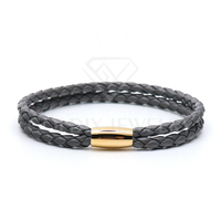 Bracelets unisexes DOLDIX faits à la main en cuir véritable, double anneau en peau d'agneau, fermoir magnétique en acier inoxydable, tendance géométrique