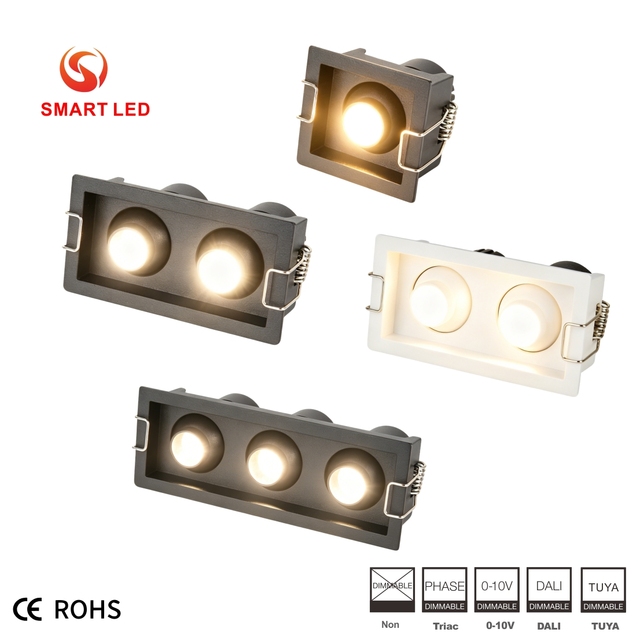 SMART LED Linear Recessed Ceiling Light Square Grille Downlight Aluminum Body Modern Indoor Spot Lights IP44 CE Rohs CB Approved