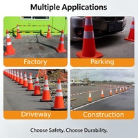 Cône de signalisation routière réfléchissant en PVC de 28 pouces (70 cm) avec base en plastique noir, homologué CE, cône de sécurité routière pour la construction