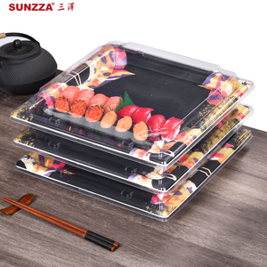 Sunzza gói OEM dùng một lần Sushi bao bì Khay hộp đưa ra để đi vuông PSP bọt Sushi container - Product Image 3