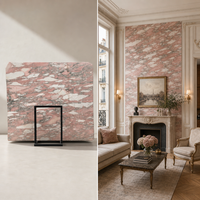 Dalle de marbre Rosa Norvegia |   Dalles de pierre naturelle rose polie de luxe de style nordique pour la décoration murale de hall d'appartement haut de gamme