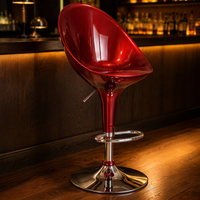 Chaise de bar JOHOOFURNITURE, rouge métallisé, en plastique ABS et PP brillant, réglable en hauteur, fabriquée en Chine, tabouret de bar pour pub