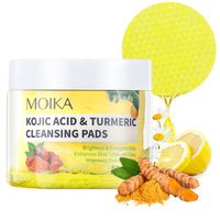 MOIKA Lingettes Nettoyantes Hydratantes pour le Visage, Nettoyage en Profondeur, Acide Kojique & Curcuma, 125g/50 Lingettes pour Soin de la Peau du Visage