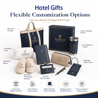 Coffrets cadeaux d'accueil personnalisés pour l'hôtellerie : Peignoir, pantoufles, serviette, masque pour les yeux, trousse de toilette, peigne, carnet, fournitures pour chambre d'hôtes