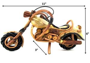 De Madera de la figura de helicóptero de la bici del Motor modelo hecha a mano colección escultura de 11 pulgadas - Product Image 2