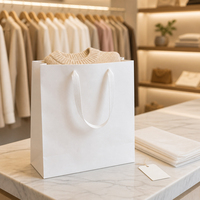 Bolsas de Papel Kraft Blancas Ecológicas con Asas Resistentes para Compras en Boutiques y Uso Minorista, Suministro de Fábrica al por Mayor Duradero