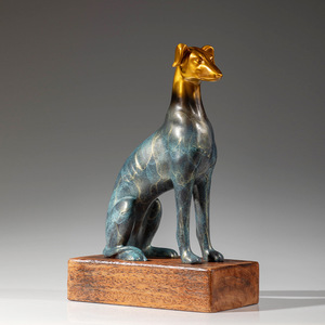 Escultura de Perro Galgo en Cobre y Oro, Adorno Artístico para Sala de Estar - Product Image 2