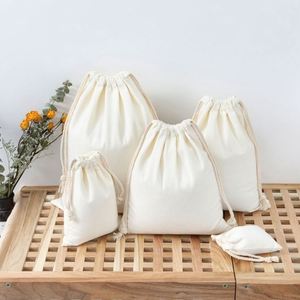 Customized Logo Size Storage Packaging Drawstring Jewelry Bag 10oz Canvas Cosmetic Gift Bag Recyclable Double <b>String</b> - Product Image 3