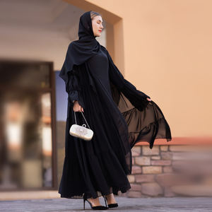 2023 Loriya mode vêtements islamiques dubaï turquie en mousseline de soie musulman Kimono surdimensionné été tombola musulman filles Abaya en gros - Product Image 3