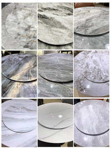 Juego de Mesa de Comedor de Mármol con 6 Sillas, Patas de Mesa de Madera Maciza Modernas, Juego de Mesa de Comedor Redonda de Mármol de Lujo - Product Image 4