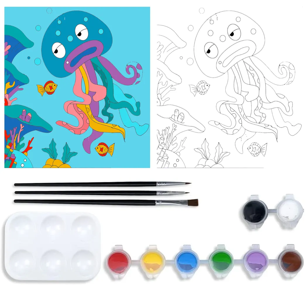Atacado DIY pintura por números tintas acrílicas 30x30 cm cavalete pincéis peixinho diabo brinquedo para crianças como presentes em casa escola