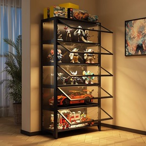 Three Arrows Figure Display <b>Case</b> Metal Floor-standing With Glass Doors For Toy Collection Storage 5-Tier Cabinet - Product Image 3