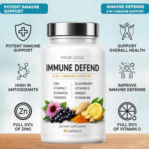 Complément alimentaire Natural Immune Defend 8 1 capsules, zinc, <span class=keywords><strong>vitamine</strong></span> C, soutient le système immunitaire, <span class=keywords><strong>bienfaits</strong></span> antioxydants, 60 capsules, GMP - Product Image 4
