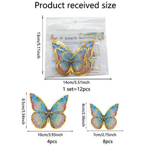 Juego de 12 Pegatinas de Pared con Diseño de Mariposas 3D y Técnica de Dorado con Lámina Dorada para Decoración de Bodas y Festivales - Product Image 6