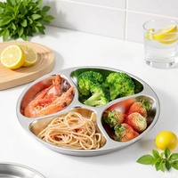 Assiette divisée en acier inoxydable 304, plateau de préparation alimentaire multi-compartiments, plateau séparateur pour ingrédients de cuisine