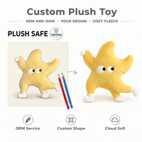 OEM ODM Usine de fabrication sur mesure Coussin étoile jaune en peluche, Coussin décoratif, Tissu écologique, Poupée étoile en peluche rembourrée, Mascotte de marque, Coton PP