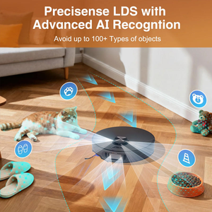 หุ่นยนต์ดูดฝุ่นถูพื้นแบบแห้งด้วยลมร้อน พร้อมระบบนำทางด้วยเลเซอร์ AI LDS กำลังดูด 25000Pa ถังเก็บฝุ่นแบบเทเองอัตโนมัติ สำหรับใช้ในบ้าน ขายส่งจากโรงงาน - Product Image 3