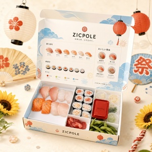 Boîte <span class=keywords><strong>à</strong></span> <span class=keywords><strong>sushi</strong></span> en papier biodégradable robuste et personnalisée avec séparateurs pour la restauration, la vente <span class=keywords><strong>à</strong></span> emporter et l'emballage alimentaire - Product Image 3