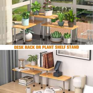 Multi-functional Home and <b>Kitchen</b> Countertop Organizer Counter Shelf 2 Tier Separable Bamboo <b>Corner</b> Shelf - Product Image 6