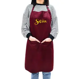 Promocional clássico Design de logotipo personalizado Avental personalizado avental algodão longo Home Chef avental com você logotipo impresso bordado