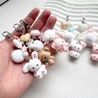 Porte-clés lumineux DIY motif chat et lapin en PVC, impression UV, design souple et respirant, multi-usage pour accessoires de téléphone