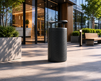Poubelle en acier perforé de qualité supérieure, résistante aux intempéries, avec entrée latérale, pour les rues commerciales
