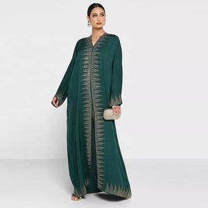 Muculmano nuovo floreale ultimo bel motivo a strisce Design manica lunga abito islamico abbigliamento donna musulmano Abaya Dubai - Product Image 4