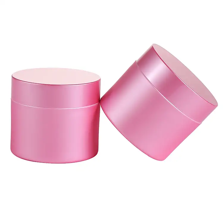 Hochwertige glänzende rosa Gesichts creme Gläser Körper Butter behälter 1 Unze 30g runde PP Kunststoff verpackung Dose