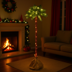 Albero di Natale Artificiale Holiday Time 70,9 Pollici con Luci LED e Base in Iuta, Decorativo per Uso Interno ed Esterno - Product Image 2