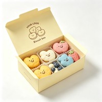 Boîte à biscuits personnalisée avec logo, design à rabat, jaune, en carton pliable, emballage pour biscuits et en-cas, emballage alimentaire recyclé, conteneur d'emballage de qualité alimentaire