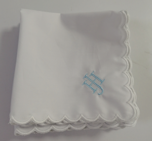 بيع بالجملة-مناديل سكالوب قطنية مع تطريز شخصي لحفل الزفاف - Product Image 3