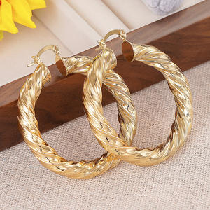 Pendientes de aro con diseño de espiral en oro para mujer, joyería clásica de oro amarillo para uso diario, pendientes finos - Product Image 5