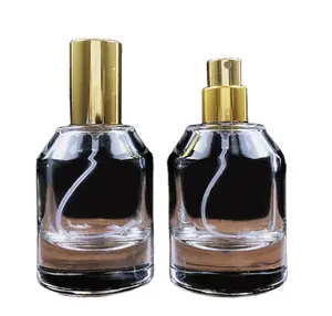 Botella de perfume de 30ml, 50ml, con tapa negra dorada plateada