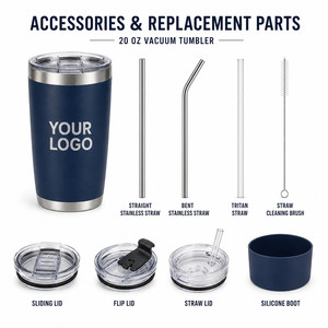 Premium 20oz Vacuum <b>Insulated</b> Tumbler Custom Logo 304 Stainless Steel Travel <b>Mug</b> With Splash Proof Lid Reusable Straw For Daily - Product Image 4